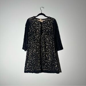 Xhilaration tan dress with black lace size M